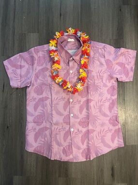 Pink Hawaiian Tourist Men’s Shirt Costume, Men XL, Hawaiian Vacation, tourist